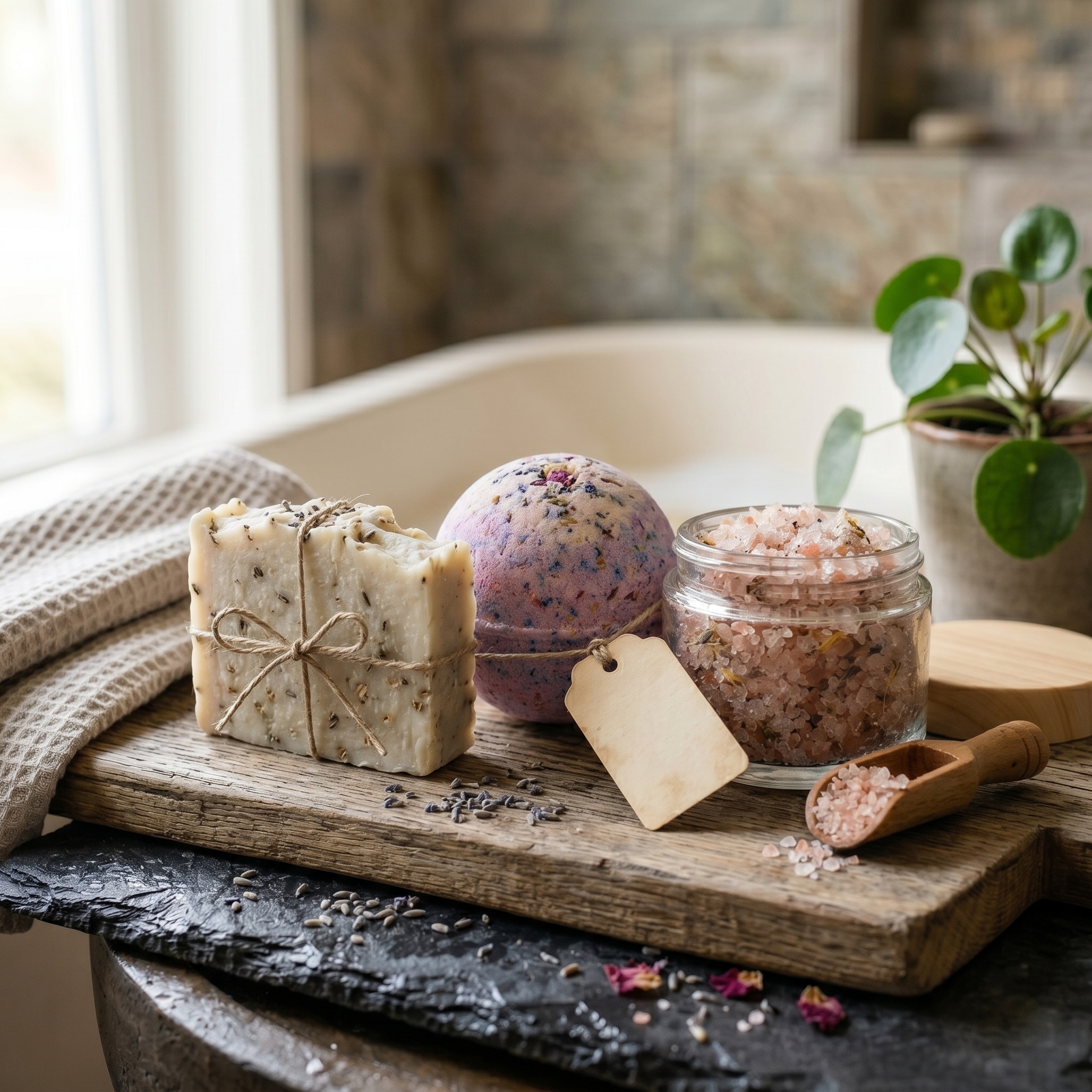 Self-Care Set Glow & Go Set (Soap + ScrubSalt + Bath Bomb)